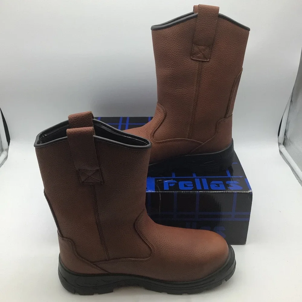 S‎ Fellas Orion Composite Toe EH PR Brown Leather Work Boots Mens Size 9.5 NEW